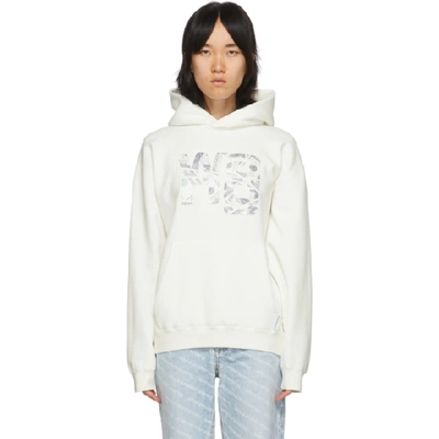 Shop Alexander Wang Off-white Money Logo Hoodie In 104 Soft Wh