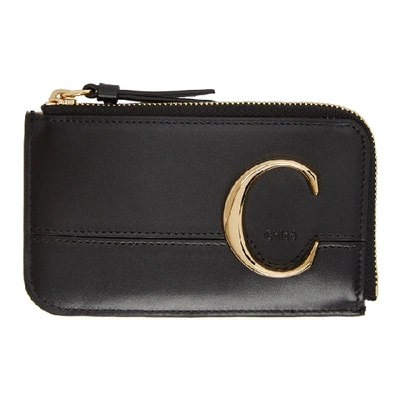 Shop Chloé Black ' C' Card Holder In 001 Black