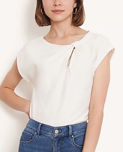 Shop Ann Taylor Knot Neck Top In Winter White