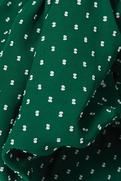 Shop Self-portrait One-shoulder Belted Fil Coupé Crepe Playsuit In Green