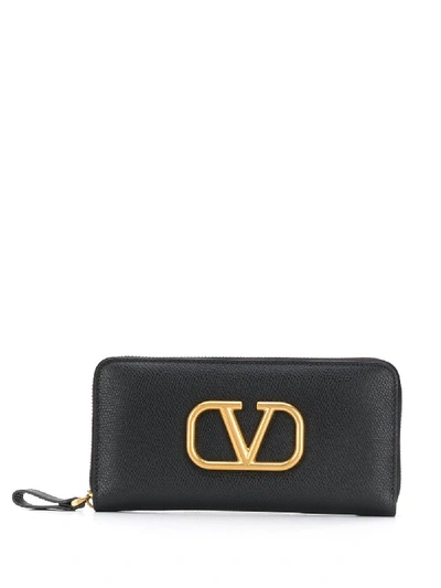 Shop Valentino Vlogo All-around Zip Wallet In Black