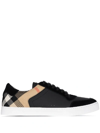 Shop Burberry New Reeth Vintage Check Sneakers In Black