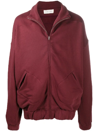 Shop Les Tien Oversized Cotton Track Jacket In Red