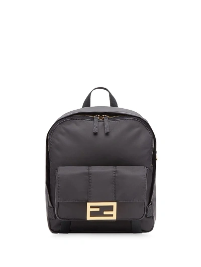 Shop Fendi Baguette Plaque Detail Backpack In Black