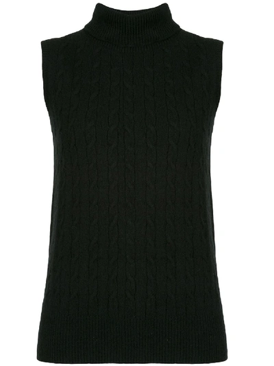 Shop Erdem Roll Neck Cable Knit Pullover In Black