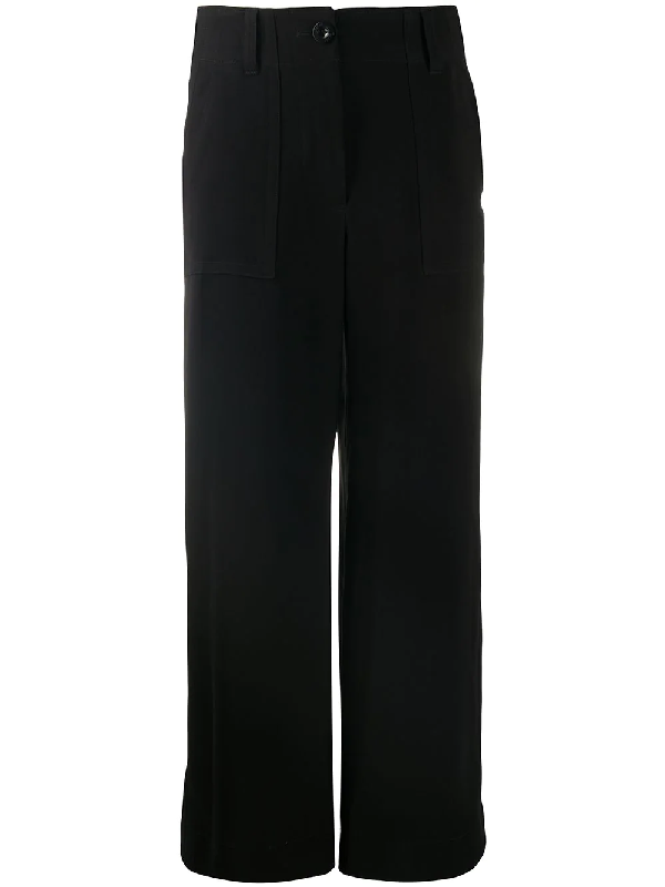 high waisted black straight leg trousers
