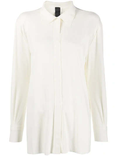 Shop Norma Kamali Concealed-placket Blouse In Neutrals