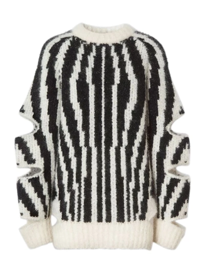 Shop Burberry Zebra Print Cut-out Sweater