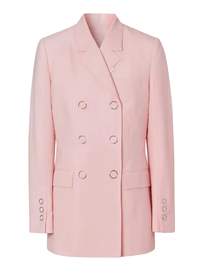 Shop Burberry Soft Pink Double-breasted Blazer