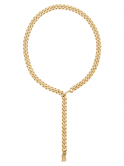 Shop Burberry Gold-tone Chain Link Logo Belt