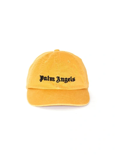 Shop Palm Angels Classic Gothic Logo Cap In Yellow