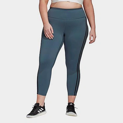 Shop Adidas Originals Adidas Women's Believe This 3-stripes Cropped Training Tights (plus Size) In Grey