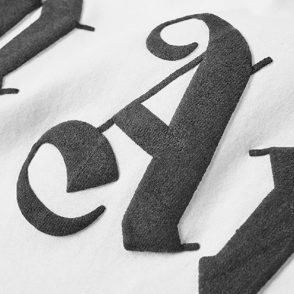 Palm Angels Logo Mock Neck Logo Tee In White | ModeSens