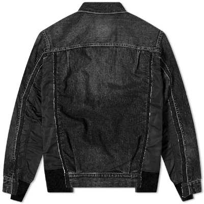 Shop Sacai Denim Ma-1 Jacket In Black