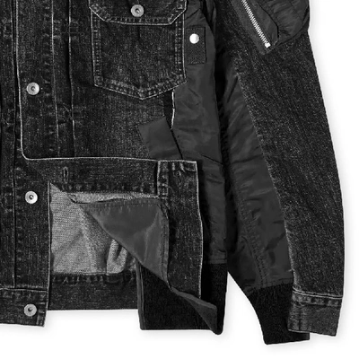 Shop Sacai Denim Ma-1 Jacket In Black
