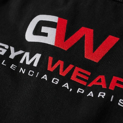 Shop Balenciaga Gym Works Logo Denim Jacket In Black
