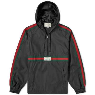 Shop Gucci Grg Stripe Vintage Smock Windbreaker In Black