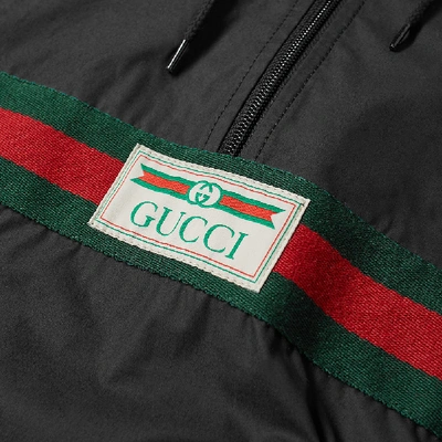 Shop Gucci Grg Stripe Vintage Smock Windbreaker In Black