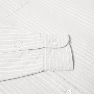 Shop Adsum Uneven Stripe Button Down Shirt In Grey