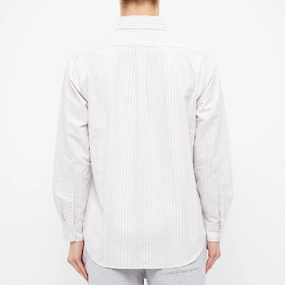 Shop Adsum Uneven Stripe Button Down Shirt In Grey