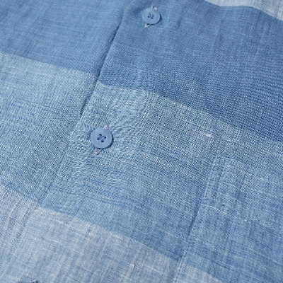 Shop Sunspel Short Sleeve Striped Shirt In Blue