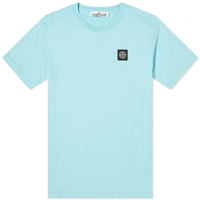 Stone Island Garment Dyed Patch Logo Tee Turquoise In Blue | ModeSens