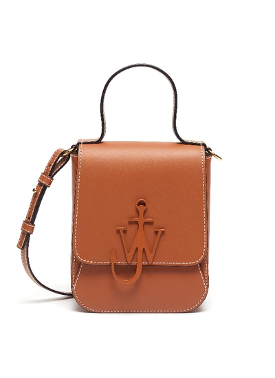 Shop Jw Anderson Anchor Clasp Leather Top Handle Bag In Brown