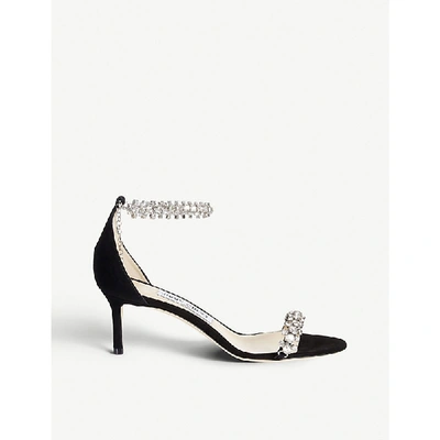 Shop Jimmy Choo Shiloh 60 Jewel-embellished Suede Stilettos In Black