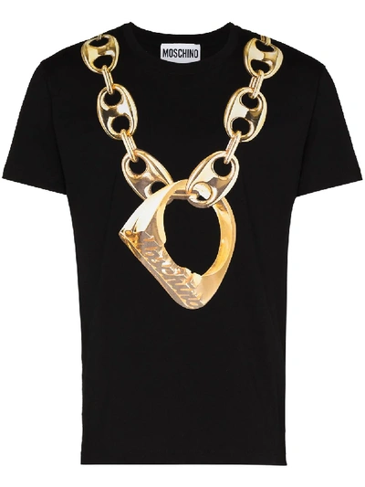 Shop Moschino Mosch Chain Ring Ss Tee Blk In Black