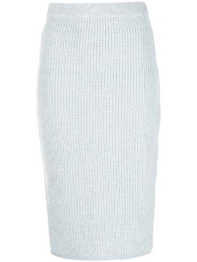 Shop Adam Lippes Knit Pencil Skirt In Blue