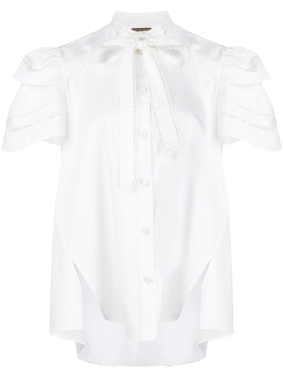 Shop Adam Lippes Embroidered Trim Trapeze Top In White