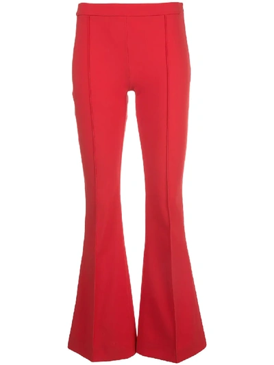 Shop Adam Lippes Flared Neoprene Trousers In Red