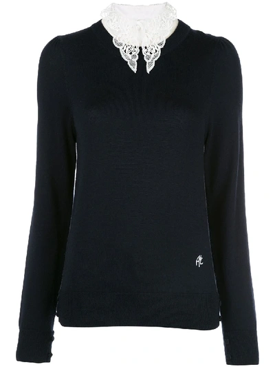 Shop Adam Lippes Lace Collar Jumper In Blue