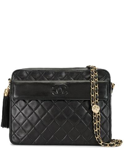 Pre-owned Chanel 1990 Diamond Quilted Flap Shoulder Bag In Black