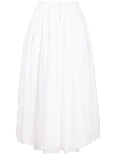 Shop Kristensen Du Nord Linen Drawstring Midi Skirt In White
