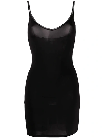 Shop Ganni Fitted Slip Dress In Black