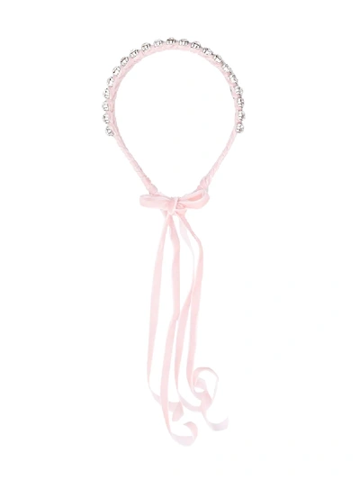 Shop Monnalisa Crystal-embellished Hairband In Pink