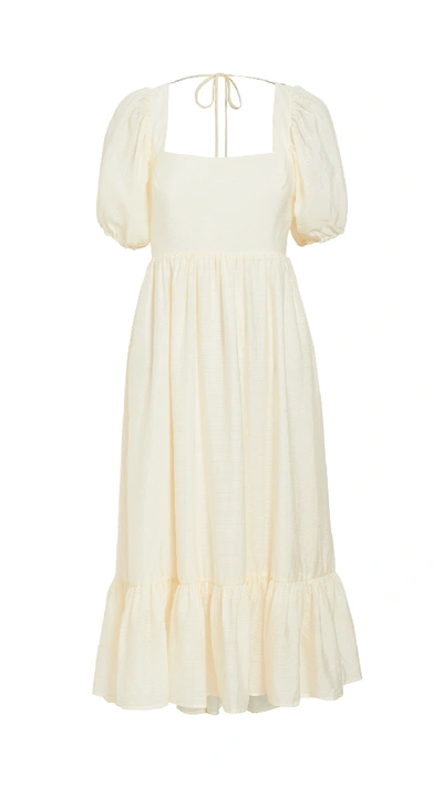 Shop Wayf Lucca Midi Gathered Dress In Cream