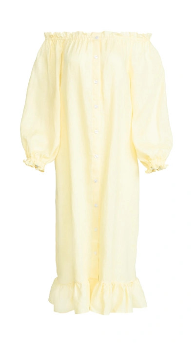 Shop Sleeper Loungewear Dress In Lemon