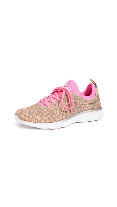 Shop Apl Athletic Propulsion Labs Techloom Phantom Sneakers In Rose Gold/fusion Pink/white