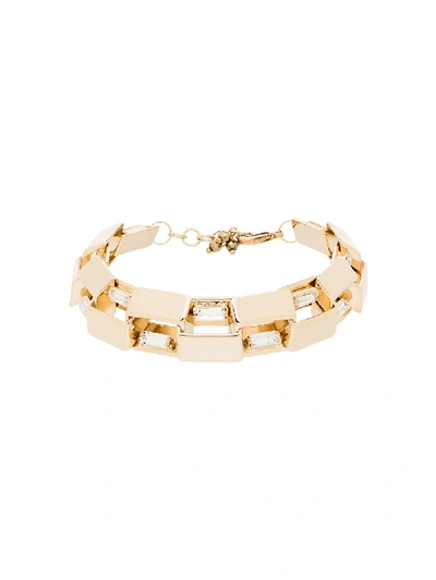 Shop Rosantica Crystal-embellished Square-link Bracelet In Gold