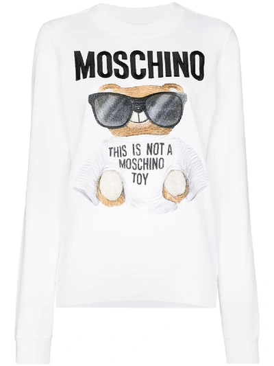 Shop Moschino Teddy Bear Logo-print Sweatshirt In White