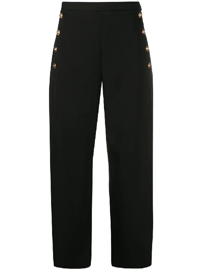 Shop Versace Cropped Wide-leg Trousers In Black
