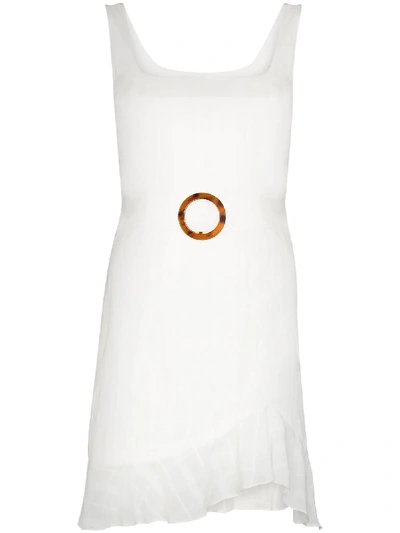 Shop De La Vali Christabel Belted Mini Dress In White