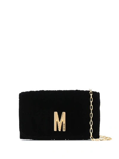Shop Moschino M Logo-plaque Clutch Bag In Black