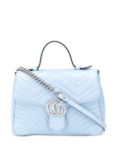 Shop Gucci Mini Gg Marmont Tote Bag In Blue