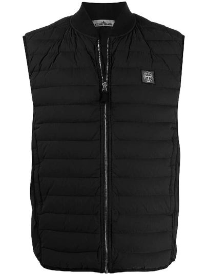 Shop Stone Island Logo Patch Quilted Gilet In Black