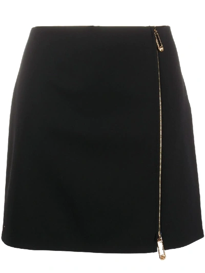 Shop Versace High-waist Zip-detail Skirt In Black