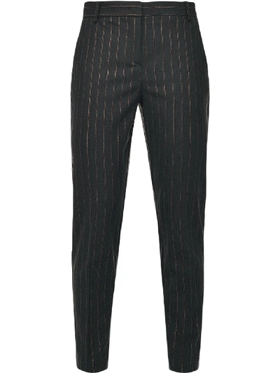 Shop Pinko Pinstripe Straight-leg Trousers In Black