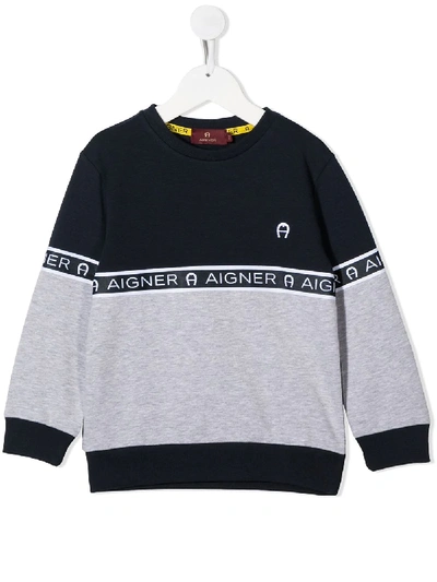 Aigner Kids' Logo Band Colour-block Sweatshirt In Pink | ModeSens